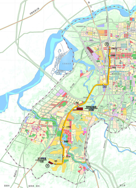 济南至长清城市轨道r1号线线路图.