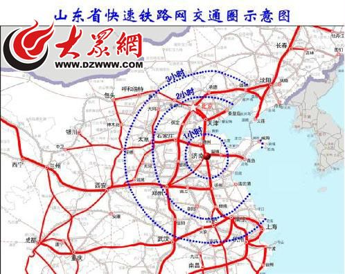 山东省快速铁路网交通示意图