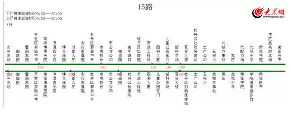 菏泽15路公交车恢复运行 首班6点末班20点