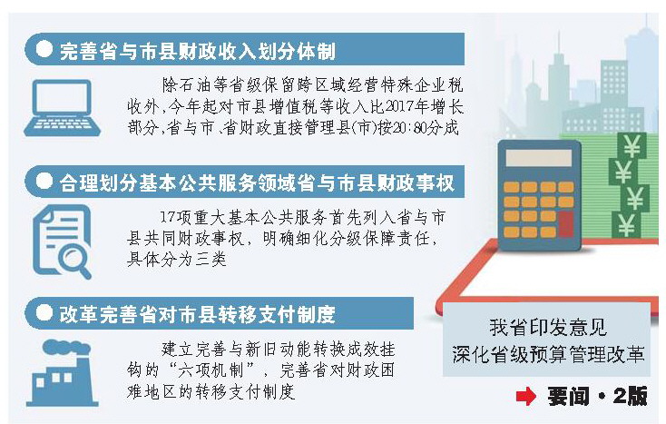 深化省以下财政管理体制改革 17项公共服务列入省与市县共同财政事权